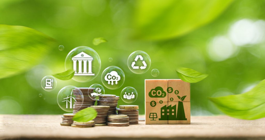 Carbon credit concept to reduce carbon emissions, net zero greenhouse gas emissions target, carbon credit to invest in sustainable businesses.